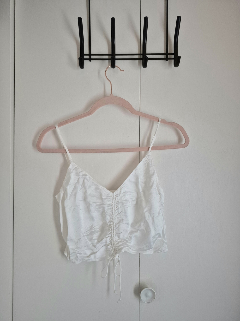 Wilfred White Satin Ruched V-Neck Cami